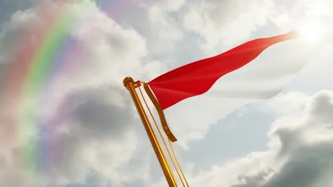 Flag of Monaco Waving, Realistic Animation, 4K UHD 60 FPS Slow-Motion Stock Footage 134656078