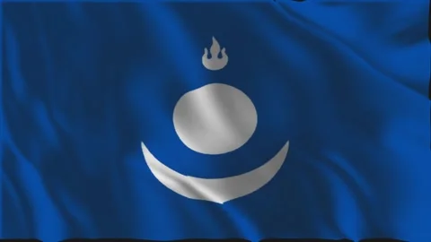Flag of the Mongol Empire waving slowly Stockbeeldmateriaal 342147264