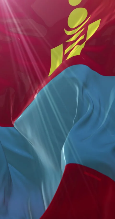 Flag of Mongolia. 4K Vertical. Loop Stock Footage 302348879