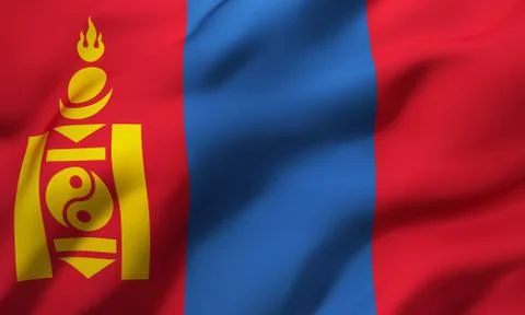 Flag of Mongolia blowing in the wind Stock Illustration