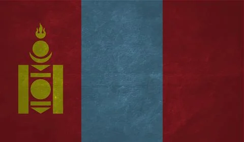 Flag of Mongolia with effect crumpled paper and grunge Illustrazione stock