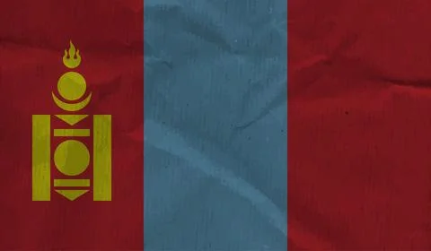 Flag of Mongolia with effect crumpled paper and grunge Stock Illustration