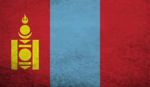 Flag of Mongolia with effect crumpled paper and grunge Stock Illustration