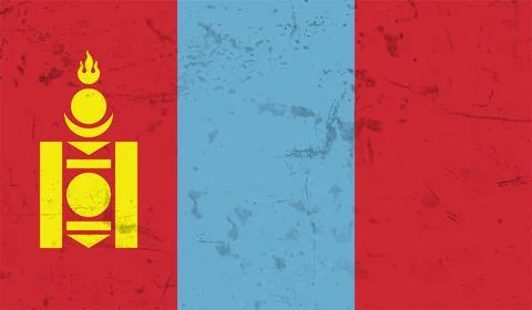 Flag of Mongolia with effect crumpled paper and grunge Stock Illustration