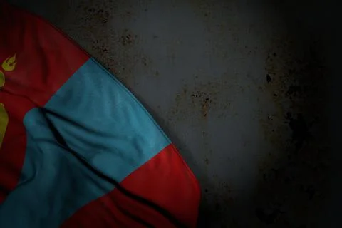 Flag - Mongolia flag on rusty metal with empty place for your text Stock Illustration