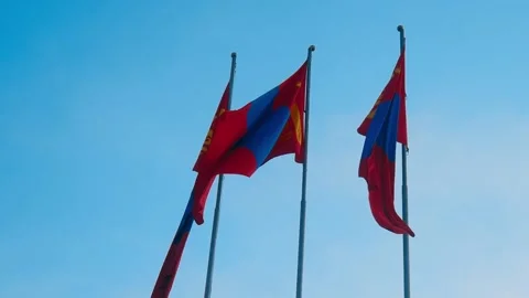 Flag of Mongolia Stock Footage 224442705
