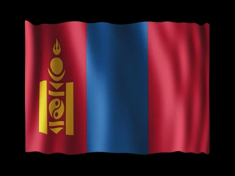 Flag of Mongolia, long ratio (2:1), seamless loop animation Stock Footage 83376782