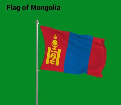 Flag Of Mongolia, Mongolia flag, National flag of Mongolia. pole flag of Mo.. Stock Illustration