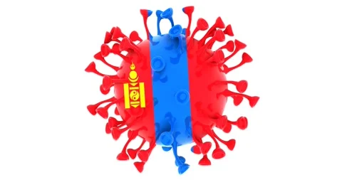 Flag of Mongolia on Seamless looping 3D animation of the covid-19 Corona Virus Stock Footage 166463844