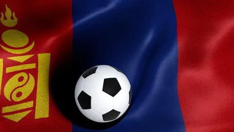 Flag of Mongolia with Soccer ball Stock Illustration