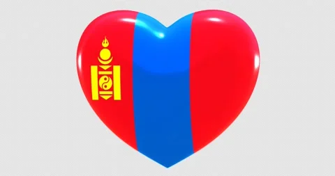 Flag of Mongolia on turning Heart 3D Loop Animation with Alpha Channel 4K UHD Stock Footage 170461562