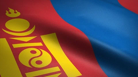 Flag of Mongolia. Waving flag with highly detailed fabric texture seamless Stock Footage 121964591
