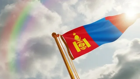 Flag of Mongolia Waving, Realistic Animation, 4K UHD 60 FPS Slow-Motion Stock Footage 134656092
