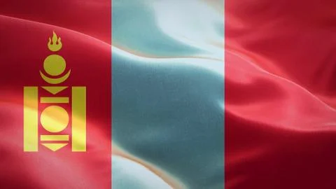 Flag of Mongolia waving in the wind. 3D Waving flag design. Stock Illustration