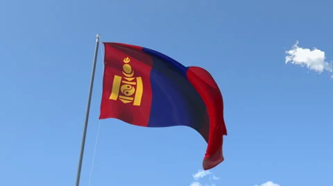 The flag of Mongolia Waving on the Wind. Stock Footage 47127663