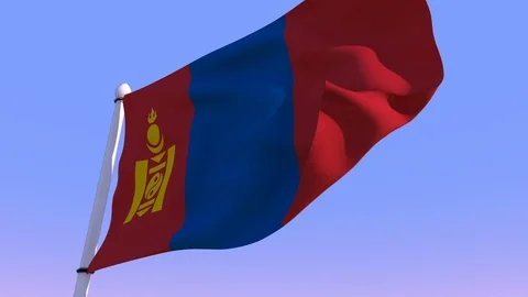 Flag of Mongolia waving in wind Stock Footage 89482945