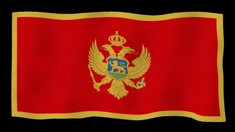 Flag of Montenegro, 60 fps, slow motion, lopped, alpha channel Stock Footage 100018573