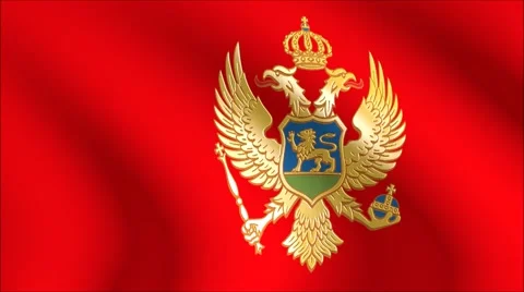 Flag of Montenegro with gold embossed Stock Footage 64931182