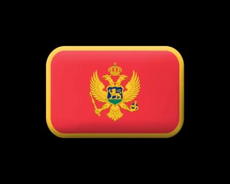 Flag of Montenegro. Matted Vector Icon and Button. Rectangular Shape Stock Illustration