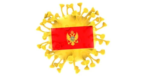Flag of Montenegro on Seamless looping 3D animation of the covid-19 Corona Virus Stock Footage 166463883
