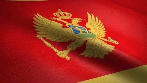 Flag of Montenegro. Waving flag with highly detailed fabric texture seamless Stock Footage 121889612