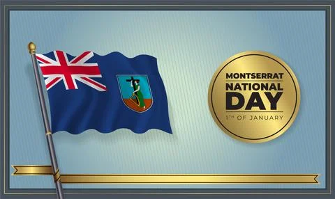 Flag Montserrat National Day Stock Illustration