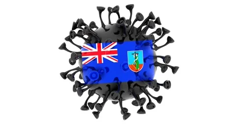 Flag of Montserrat on Seamless looping 3D animation of the covid-19 Corona Virus Video stock 166463896
