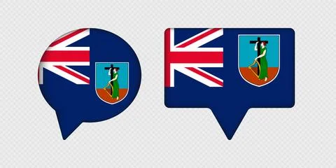 Flag of Montserrat in speech bubble. Stock Illustration