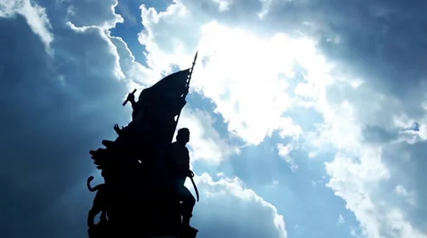 FLAG MONUMENT WITH CLOUDS Stock Footage 30835727