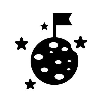 Flag, moon, space icon. Stock Illustration