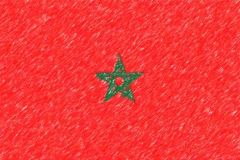Flag of Morocco background o texture, color pencil effect. Illustrazione stock