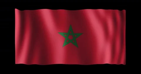 Flag of Morocco, long ratio (2:1), seamless loop animation Stock Footage 83368400