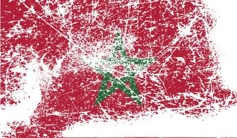 Flag of Morocco with old texture. Stock Illustration