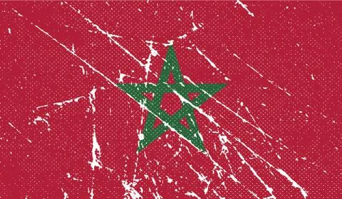 Flag of Morocco with old texture. Vector Stock Illustration