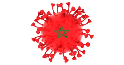 Flag of Morocco on Seamless looping 3D animation of the covid-19 Corona Virus Stock Footage 166463597