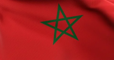 Flag of Morocco Waving 3D Animation Close up, 4K UHD 60 FPS Stock Footage 165521709