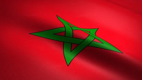 Flag of Morocco. Waving flag with highly detailed fabric texture seamless Stock Footage 127842722
