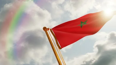 Flag of Morocco Waving, Realistic Animation, 4K UHD 60 FPS Slow-Motion Video stock 134656088