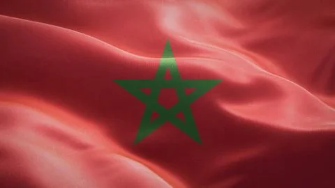 Flag of Morocco waving in the wind. 3D Waving flag design. Stock Illustration