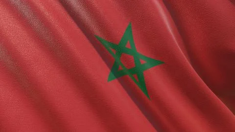 Flag of morocco waving in the wind 3d-rendering イラスト素材