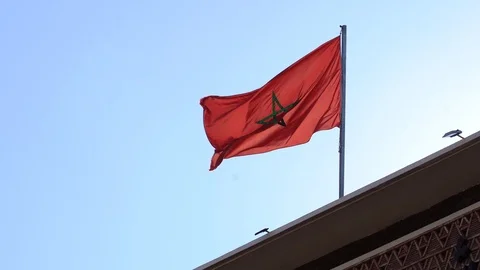Flag of Morocco waving in the wind Stock Footage 106712983