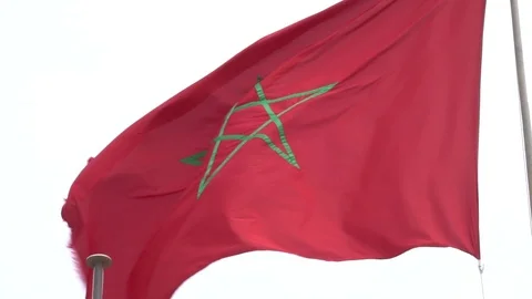 Flag Of Morocco In The Wind Stock Footage 118034923