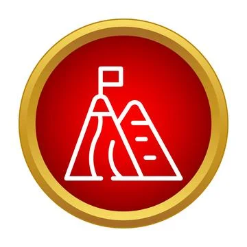 Flag on mountain summit representing business achievement goal Stock Illustration