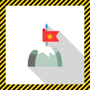Flag on mountain top Stock Illustration