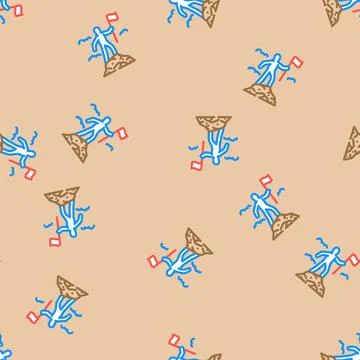 Flag mountaineer top vector seamless pattern Stock Illustration