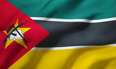 Flag of Mozambique blowing in the wind Stock Illustration