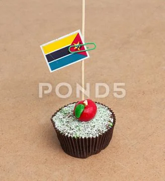 Flag of mozambique on cupcake Stock Photos