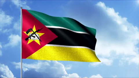 Flag of Mozambique. Motion. Bright flag with a variety of colors with a yellow Video stock 170900103