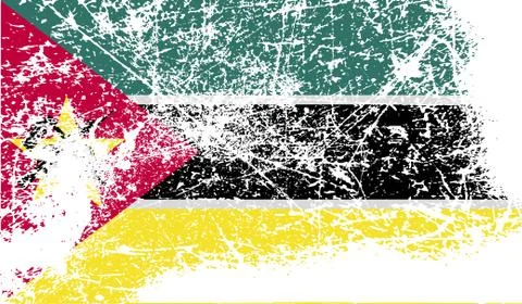 Flag of Mozambique with old texture. Stock Illustration