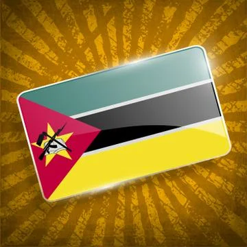 Flag of Mozambique with old texture. Vector Stock Illustration